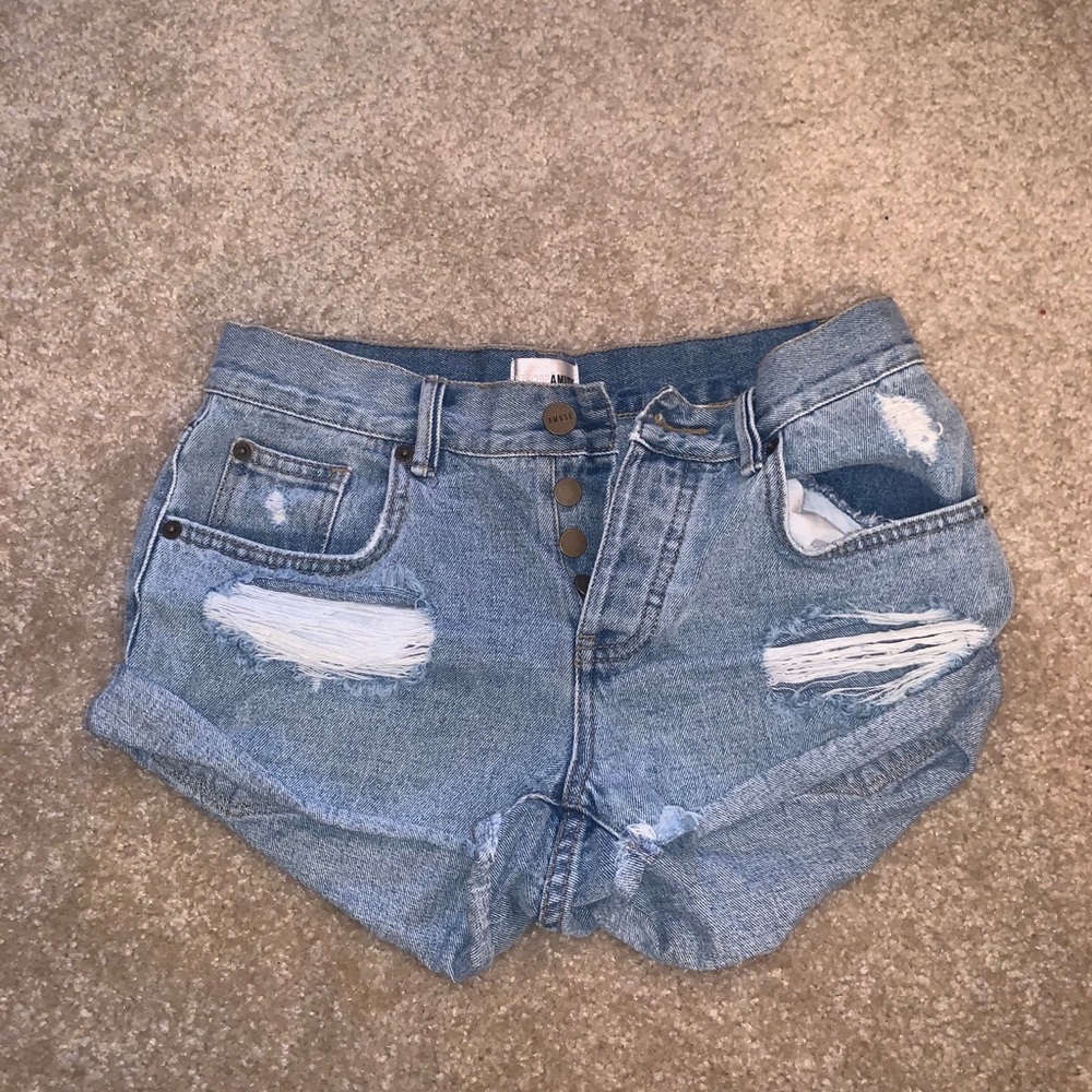 distressed denim shorts
